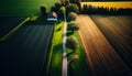 Farm landscape agricultural fields beautiful country. AI generated