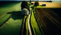 Farm landscape agricultural fields beautiful country. AI generated