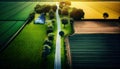 Farm landscape agricultural fields beautiful country. AI generated