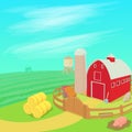 Farm landscape concept, cartoon style