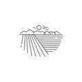 Farm landscape, field line icon. Outline illustration of wheat field vector linear design isolated on white background Royalty Free Stock Photo