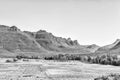 Farm landscape at Kromrivier in the Cederberg Mountains. Monochrome Royalty Free Stock Photo
