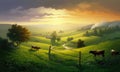 Farm landscape painting Royalty Free Stock Photo