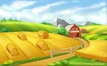 Farm. Landscape panorama, vector illustration Royalty Free Stock Photo