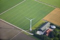Farm landscape with windmill from above Royalty Free Stock Photo