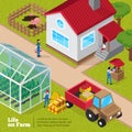 Farm Life Daily Activities Isometric Poster