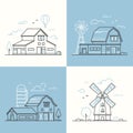 Farm life - set of line design style vector illustrations Royalty Free Stock Photo