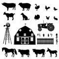 Farm life silhouette  illustration Royalty Free Stock Photo