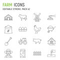 Farm line icon set