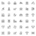 Farm line icons set