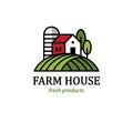 Farm logo with farmhouse and silo Royalty Free Stock Photo