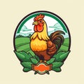 Farm logo with rooster or chicken