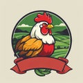 Farm logo with rooster or chicken