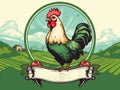 Farm logo with rooster or chicken