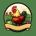 Farm logo with rooster or chicken