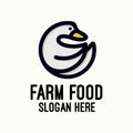 Farm logo. Template with farm landscape. Vector illustration