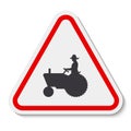 Farm Machinery Crossing Sign On White Background