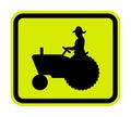 Farm Machinery Crossing Sign On White Background