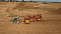 Harvesting potatoes on the field