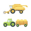 Farm machinery set. Industrial agricultural vehicles vector illustration