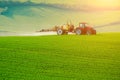 Farm machinery spraying insecticide Royalty Free Stock Photo