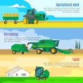 Farm Machines Horizontal Banners Set