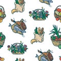 Farm Market Purchases Seamless Pattern