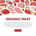 Farm Meat Food Banner Design with Fresh Organic Product Vector Template Royalty Free Stock Photo