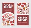 Farm Meat Food Banner Design with Fresh Organic Product Vector Template Royalty Free Stock Photo