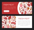 Farm Meat Food Banner Design with Fresh Organic Product Vector Template Royalty Free Stock Photo
