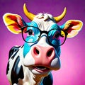 Farm milk cow cool dude glasses upscale personality pop art