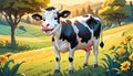 Farm milk dairy cow friendly smiling cartoon face