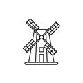 Farm mill thin icon isolated on white background