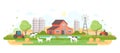 Farm - modern flat design style vector illustration Royalty Free Stock Photo