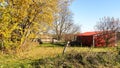 Farm out building on sunny fall day