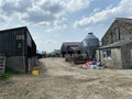 Old farm buildings, and machinery near, Skipton, Yorkshire, UK