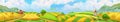 Farm, panorama landscape, vector Royalty Free Stock Photo