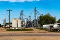 Farm produce storage system. Complex modern grain elevator