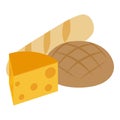 Farm product icon isometric vector. Crispy bread and cheeze piece