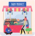 Farm product shop, family business. Unemployed guy and successful businesswoman gives money to him