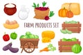 Farm products icon set in realistic 3d design.