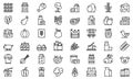 Farm products icons set, outline style