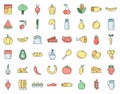 Farm products icons set vector color line Royalty Free Stock Photo