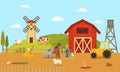 Farm or Ranch with Cartoon Characters Illustration Royalty Free Stock Photo