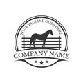 farm, ranch logo, horse logo vector illustration design graphic, unicorn icon, vintage farm, and ranch logo Royalty Free Stock Photo