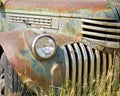 old vintage rusted pickup farm truck classic front grille Royalty Free Stock Photo