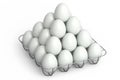 Farm raw organic white sugar-coated eggs for morning breakfast in metal tray