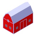 Farm red barn icon, isometric style