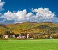 Farm With Red Barn And Silos In Vermont