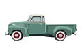 Farm retro pickup drawing. Off-road car in cartoon style. Isolated vintage vehicle art for kids bedroom decor. Side view